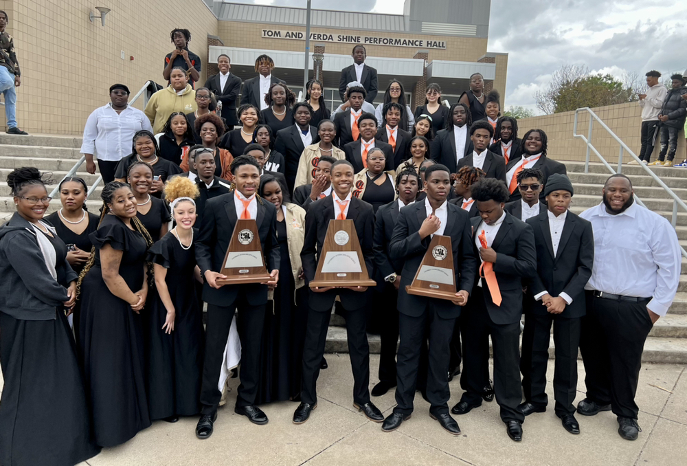 Lancaster High School Choir Students pose with UIL awards