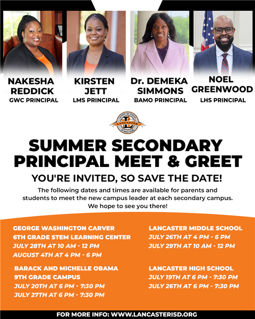 Lancaster ISD to Host Secondary Campus Principal Meet & Greet Events
